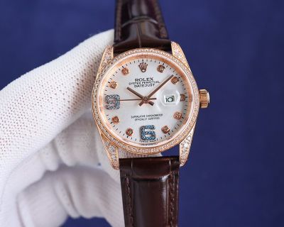 Rolex Datejust NH05 Movement Lady 32mm 316L Steel Diamond Bezel White MOP Dial Watch